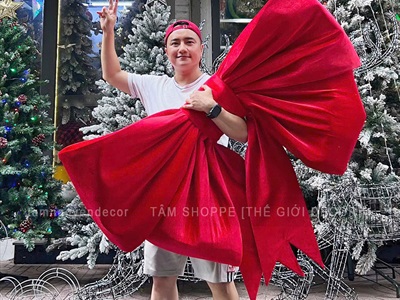 [Order 3 - 4 ngày] Nơ đỏ vải nhung xịn 4 cánh cỡ lớn [Đứng form - Nhiều cỡ] PK-NO-10